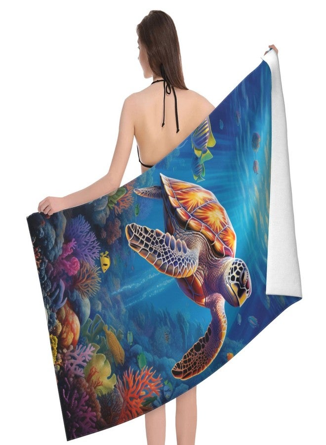 MIEPOS Sea Turtle Beach Towel,32x52in,Quick-Dry Sand-Free Ocean Bath Towels,Microfiber Lightweight for Travel Pool Yoga Beach Outdoor Activities Decor Accessories Gifts (Beach Sea Turtle) - Image 2